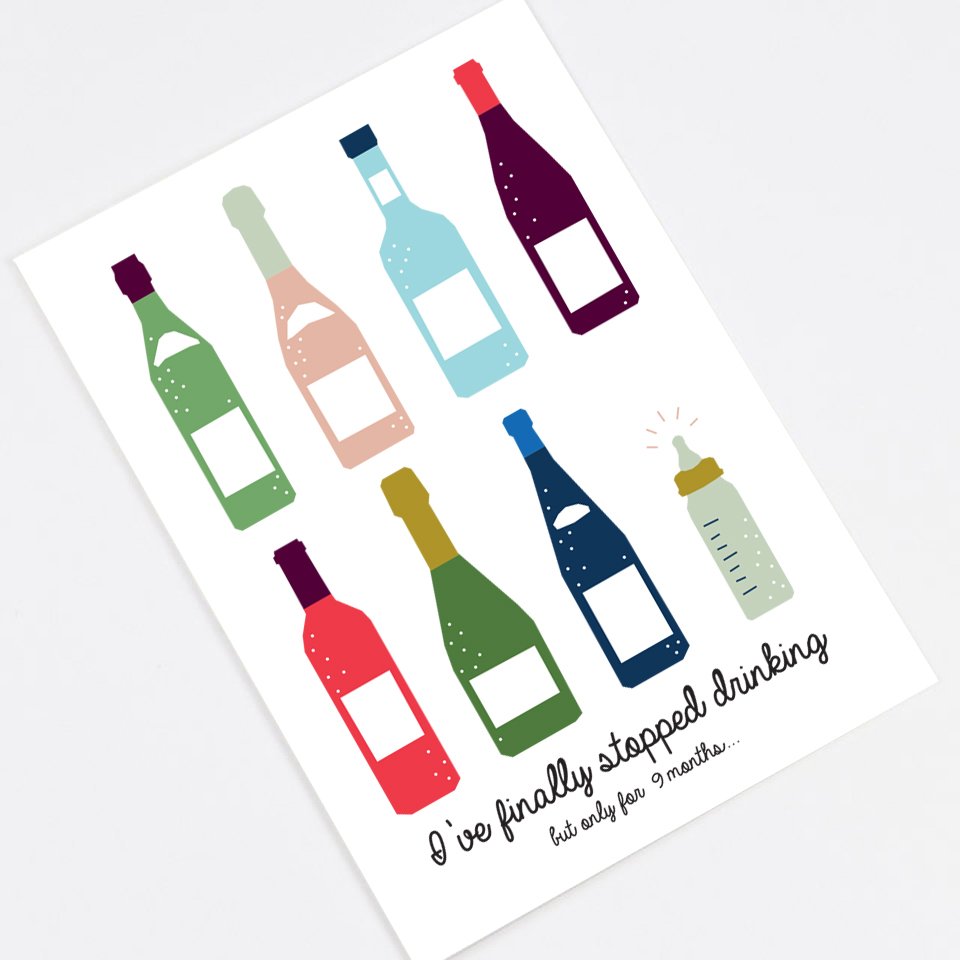"I Finally Quit Drinking" announcement card 