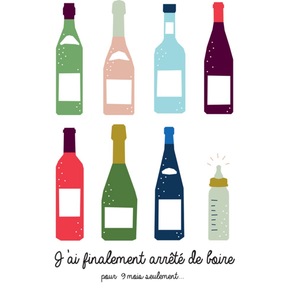 "I Finally Quit Drinking" announcement card - In French