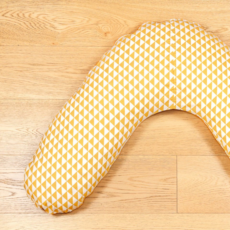 Pregnancy pillow case- one size, ocre yellow triangle print